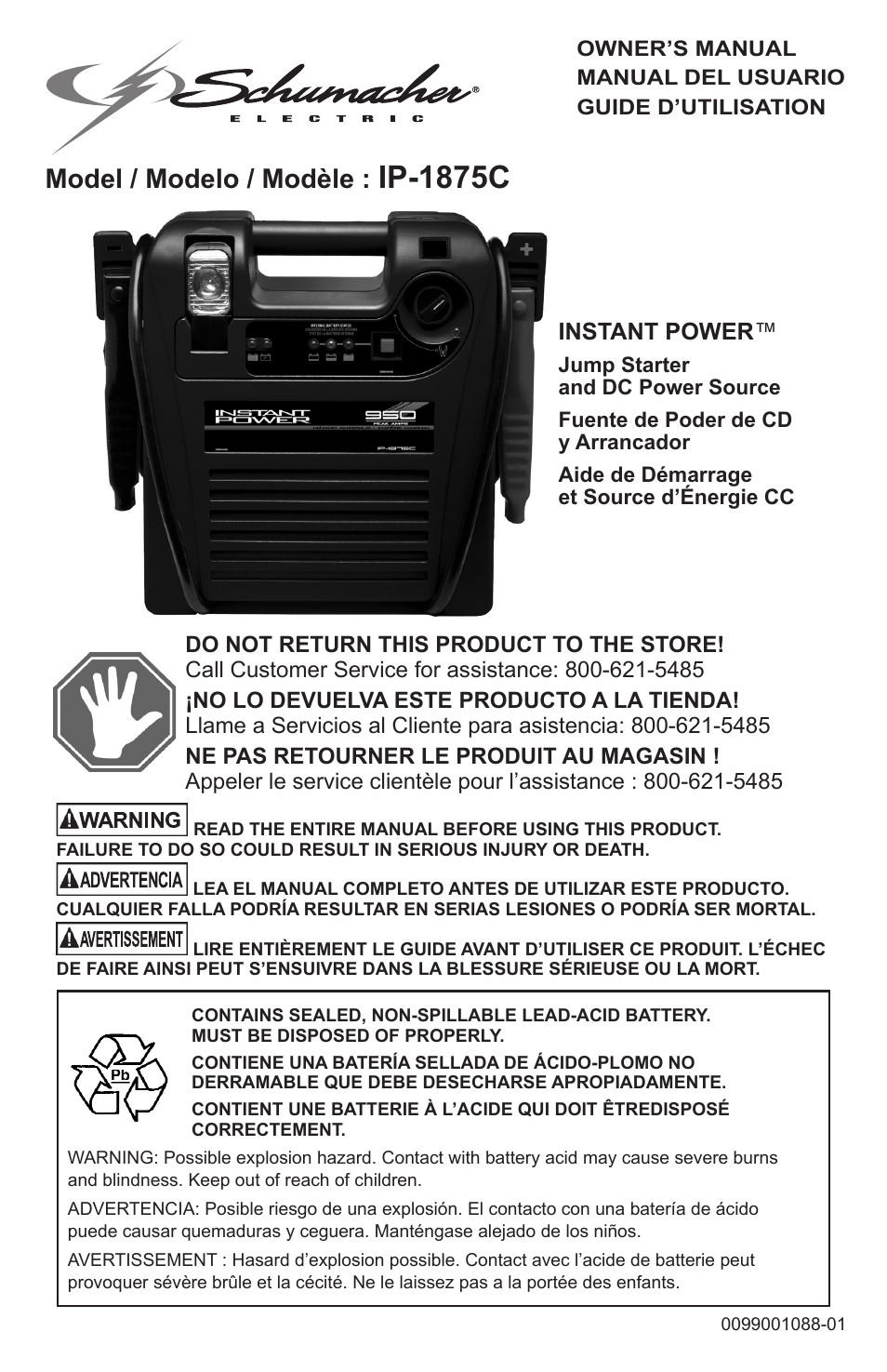 Schumacher Jump Starter and DC Power Source DC Power Supply IP-1875C User Manual | 30 pages