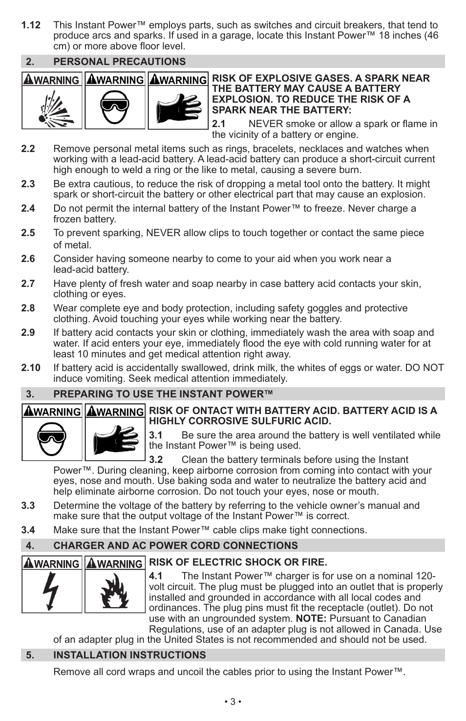 Schumacher Jump Starter and DC Power Source DC Power Supply IP-1875C User Manual | Page 3 / 30