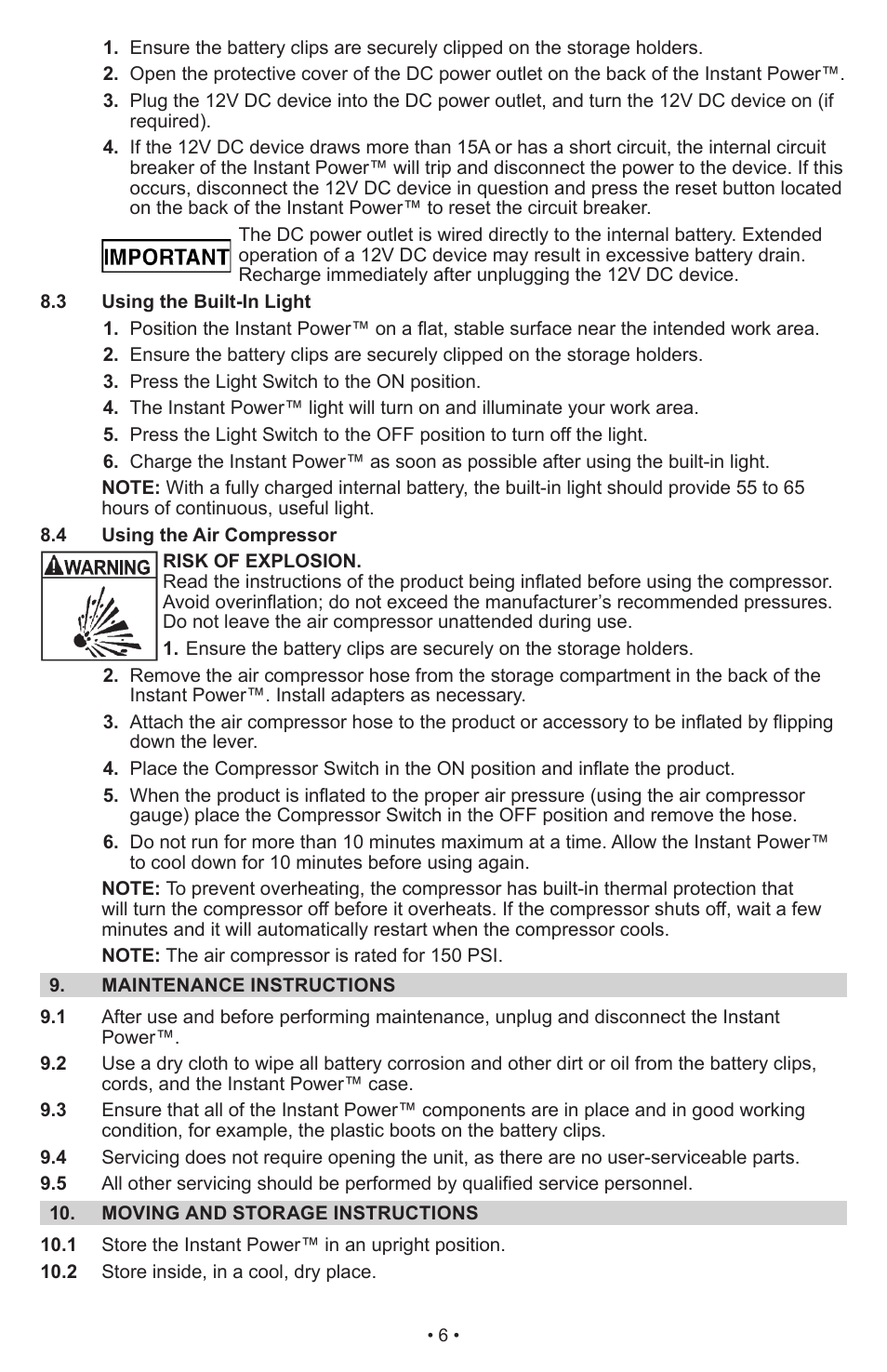 Schumacher Jump Starter and DC Power Source DC Power Supply IP-1875C User Manual | Page 6 / 30