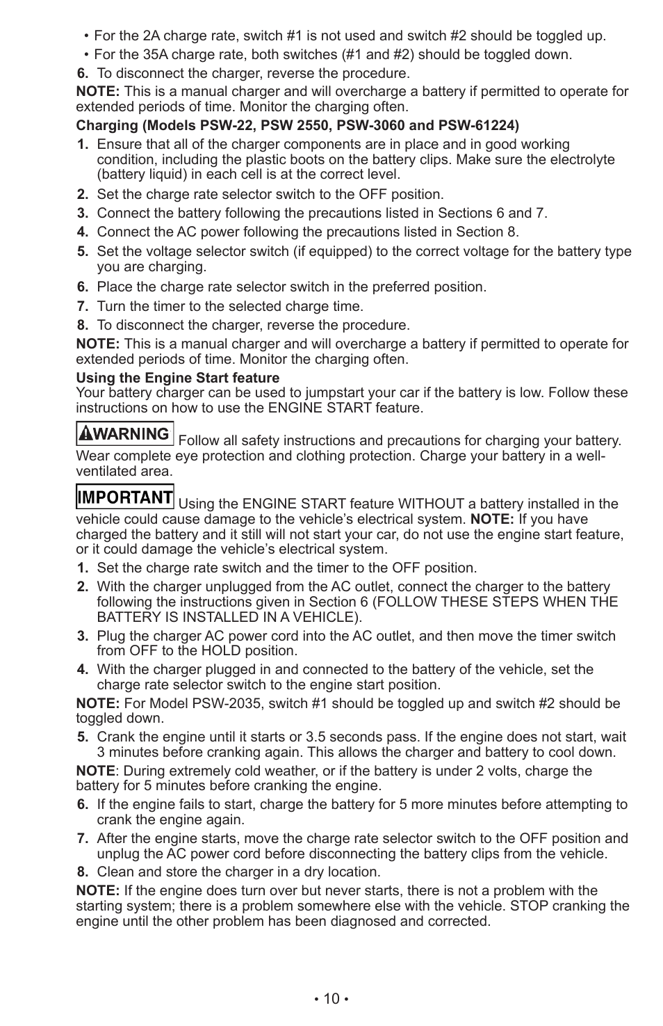 Schumacher Proseries Manual PSW-22 User Manual | Page 10 / 51