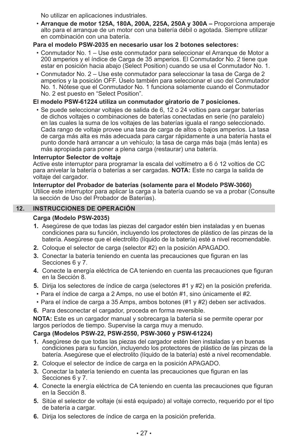 Schumacher Proseries Manual PSW-22 User Manual | Page 27 / 51