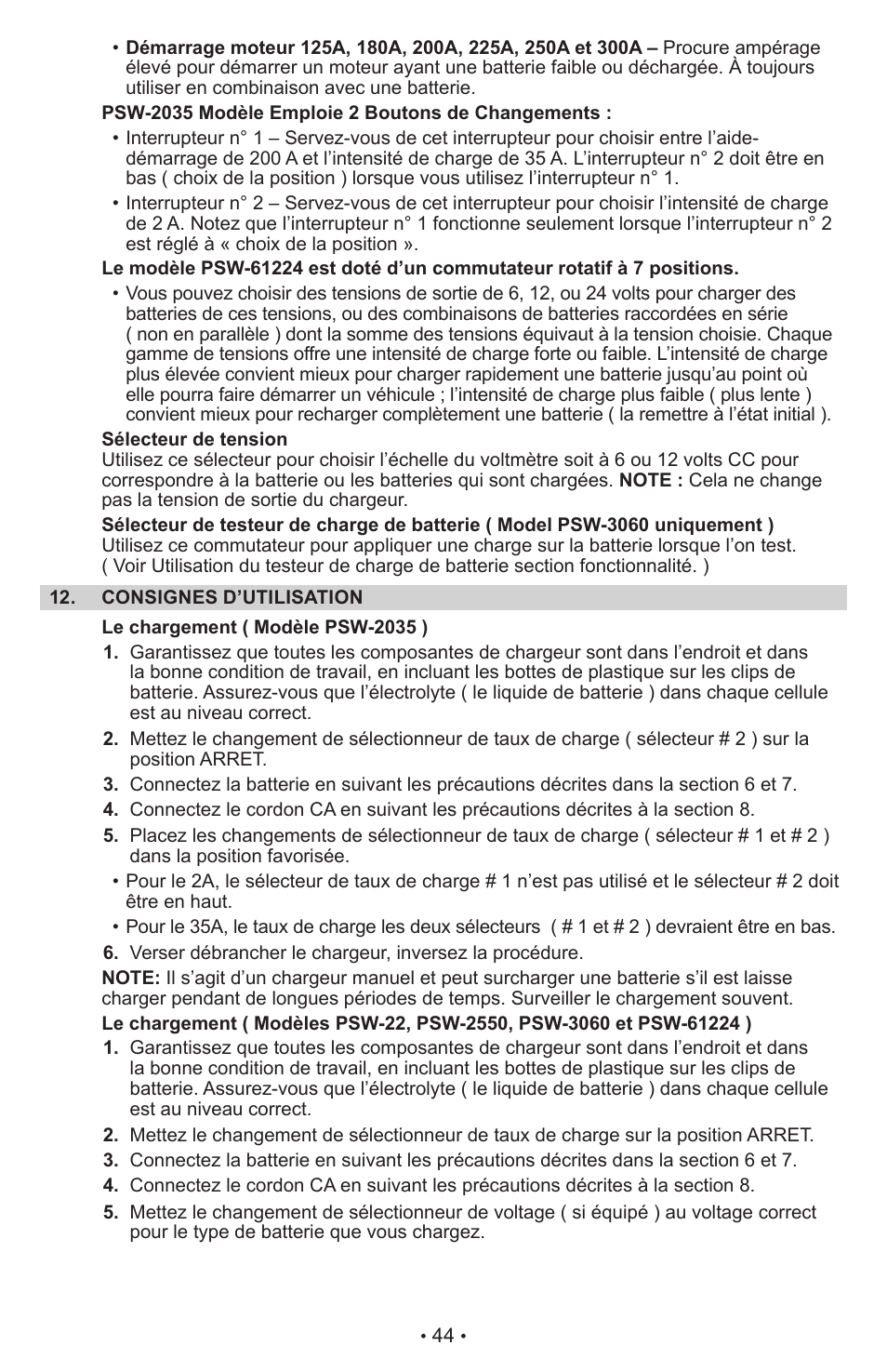 Schumacher Proseries Manual PSW-22 User Manual | Page 44 / 51