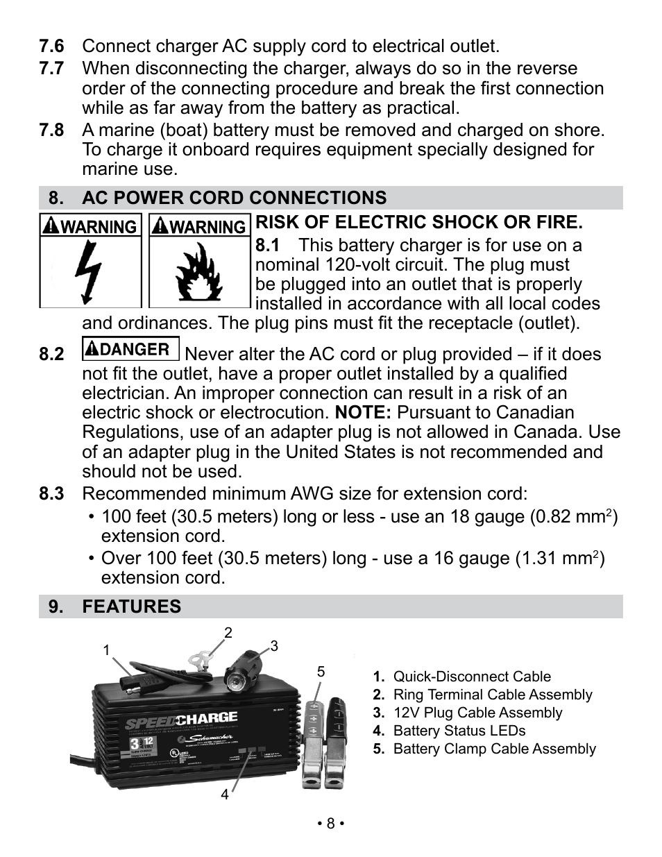 Schumacher Automatic Battery Charger SC-300A User Manual | Page 8 / 31