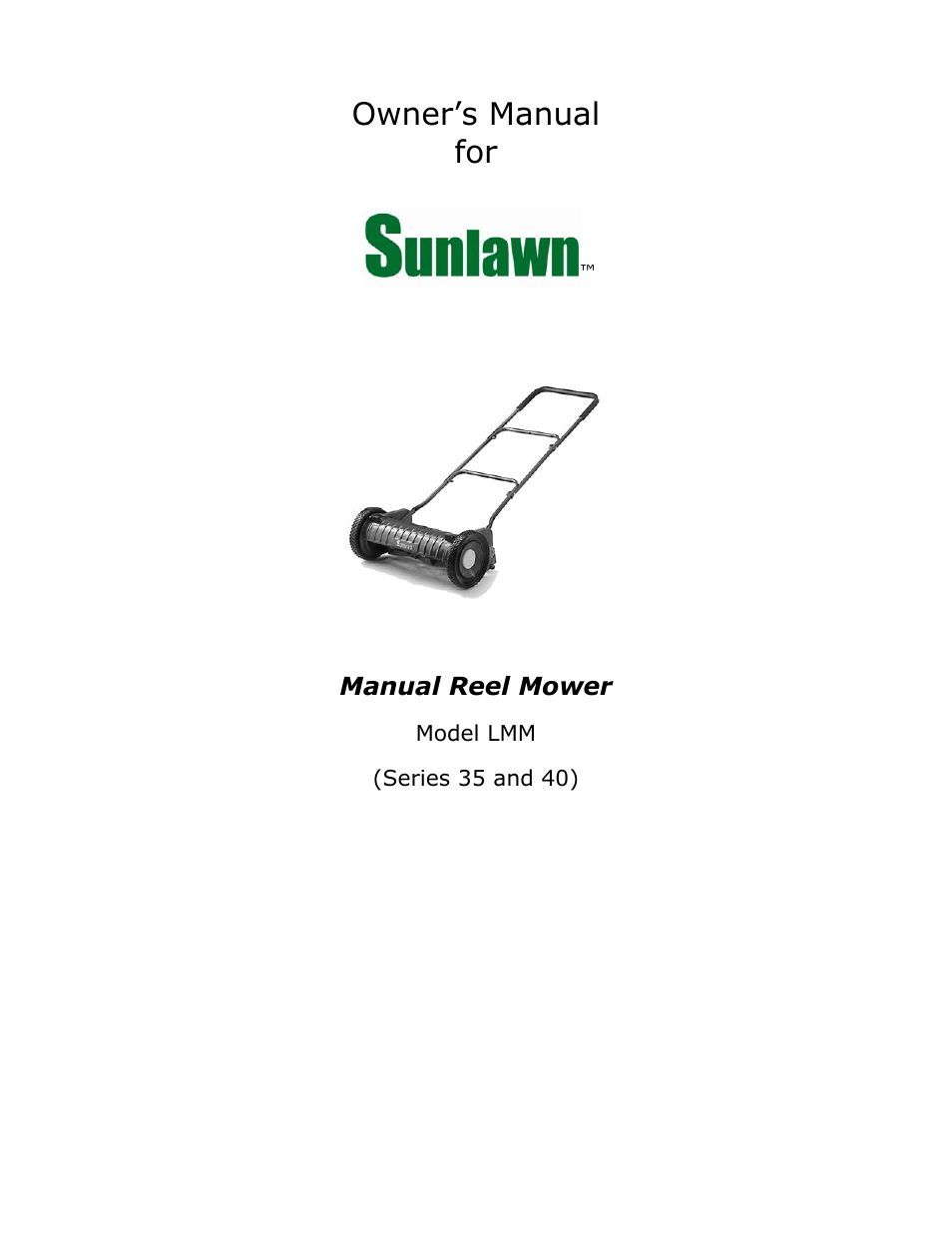 Sun Lawn LMM User Manual | 12 pages