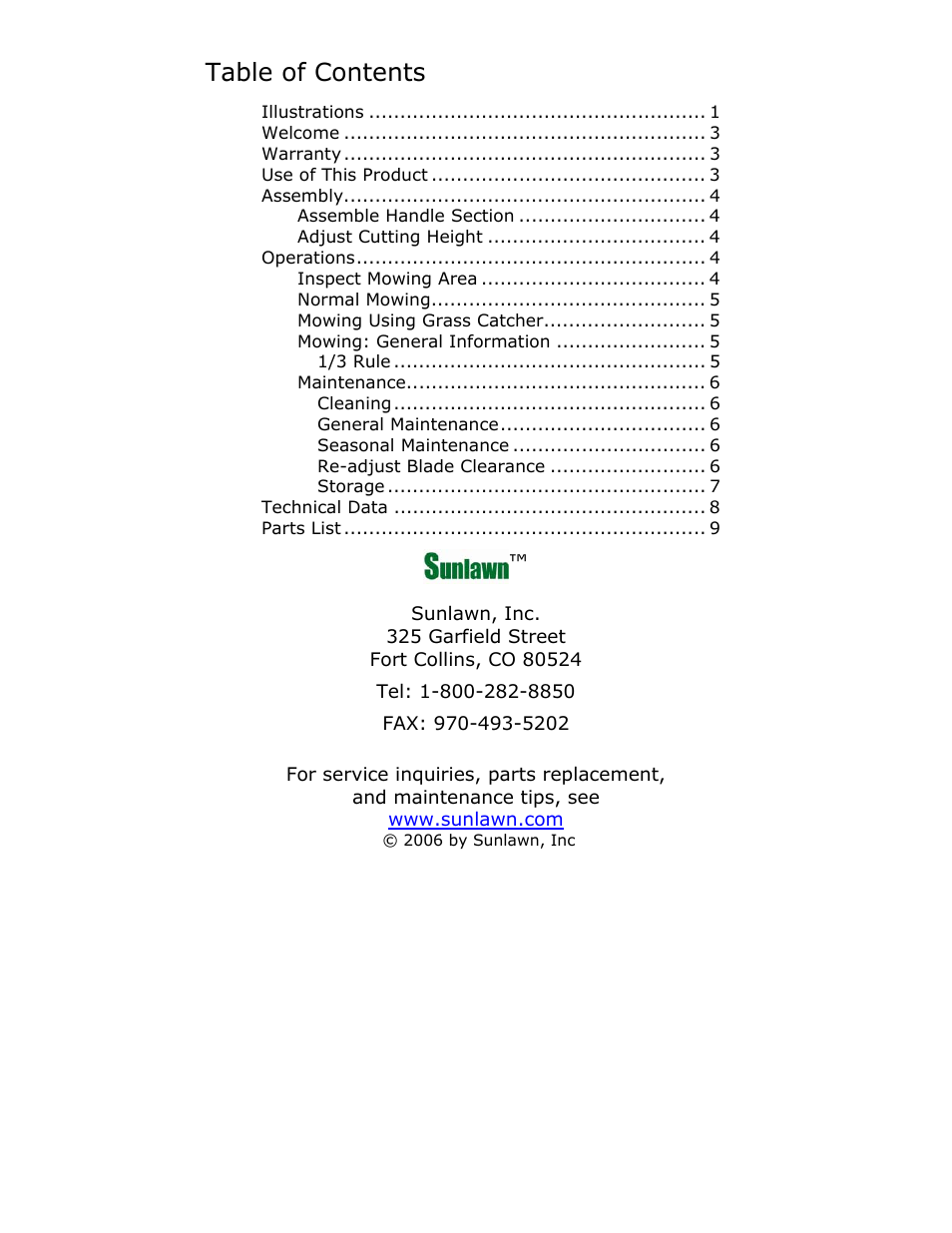 Sun Lawn LMM User Manual | Page 2 / 12