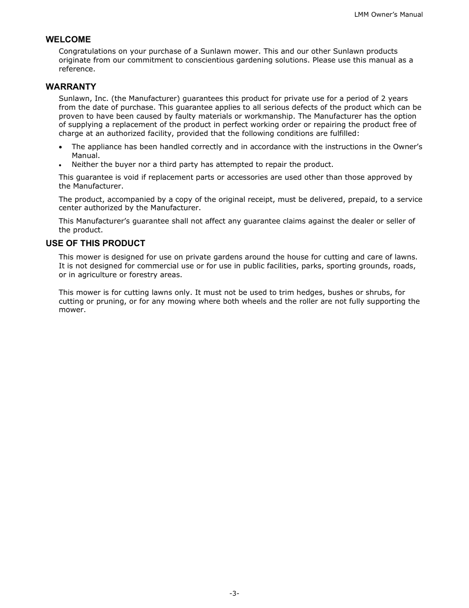 Sun Lawn LMM User Manual | Page 5 / 12