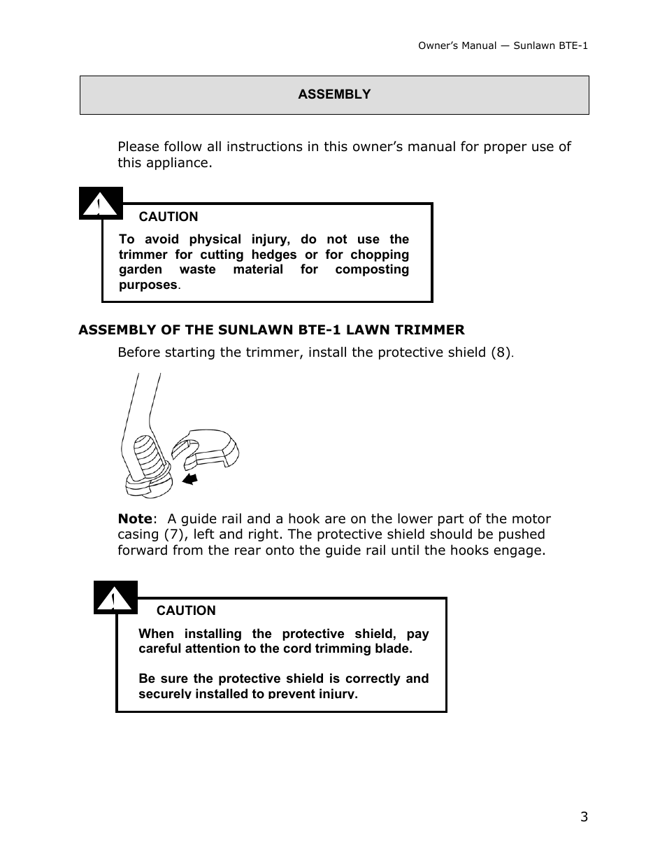 Sun Lawn RECHARGEABLE LAWN TRIMMER BTE-1 User Manual | Page 5 / 16