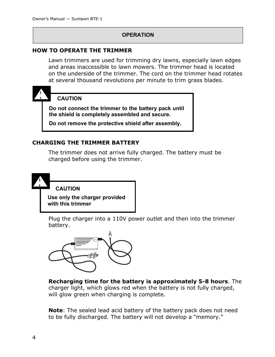 Sun Lawn RECHARGEABLE LAWN TRIMMER BTE-1 User Manual | Page 6 / 16