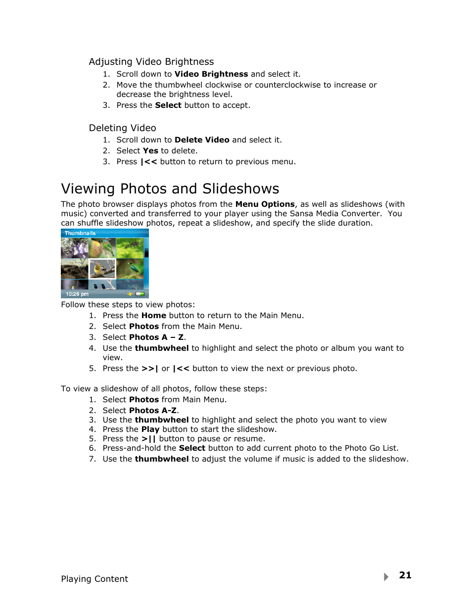 Viewing photos and slideshows | SanDisk Fuze User Manual | Page 23 / 38