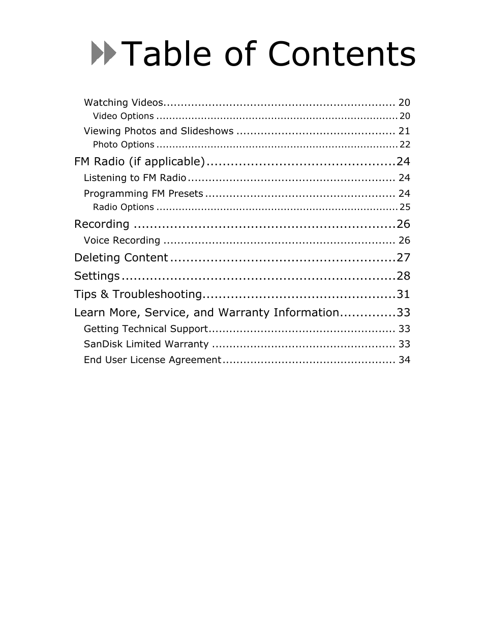SanDisk Fuze User Manual | Page 3 / 38