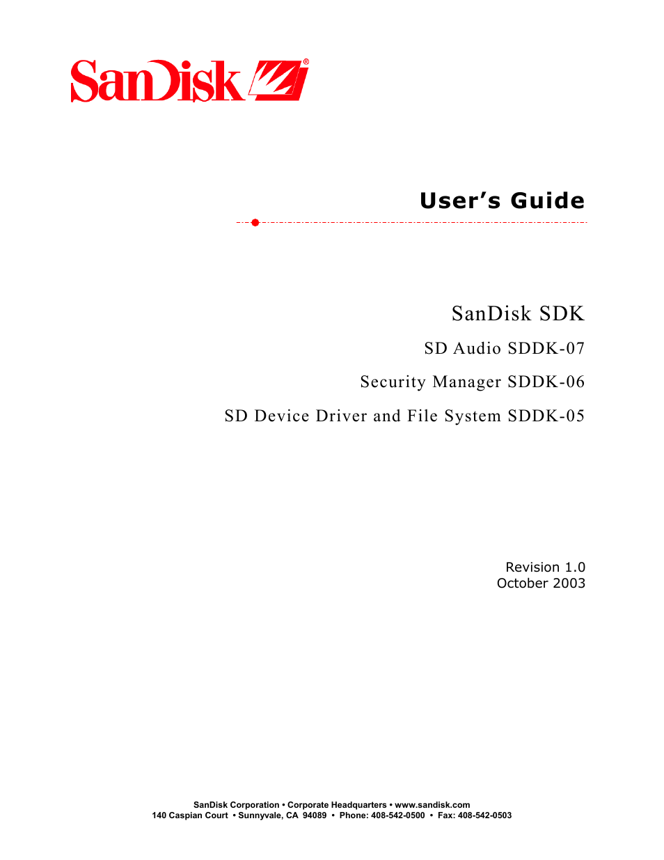 SanDisk SD AUDIO SDDK-07 User Manual | 12 pages