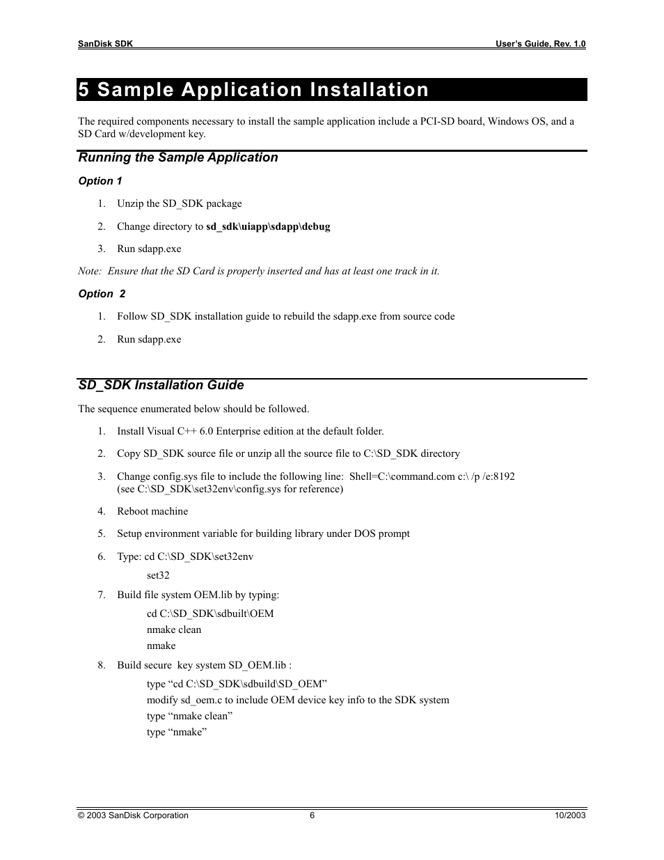 5 sample application installation | SanDisk SD AUDIO SDDK-07 User Manual | Page 9 / 12