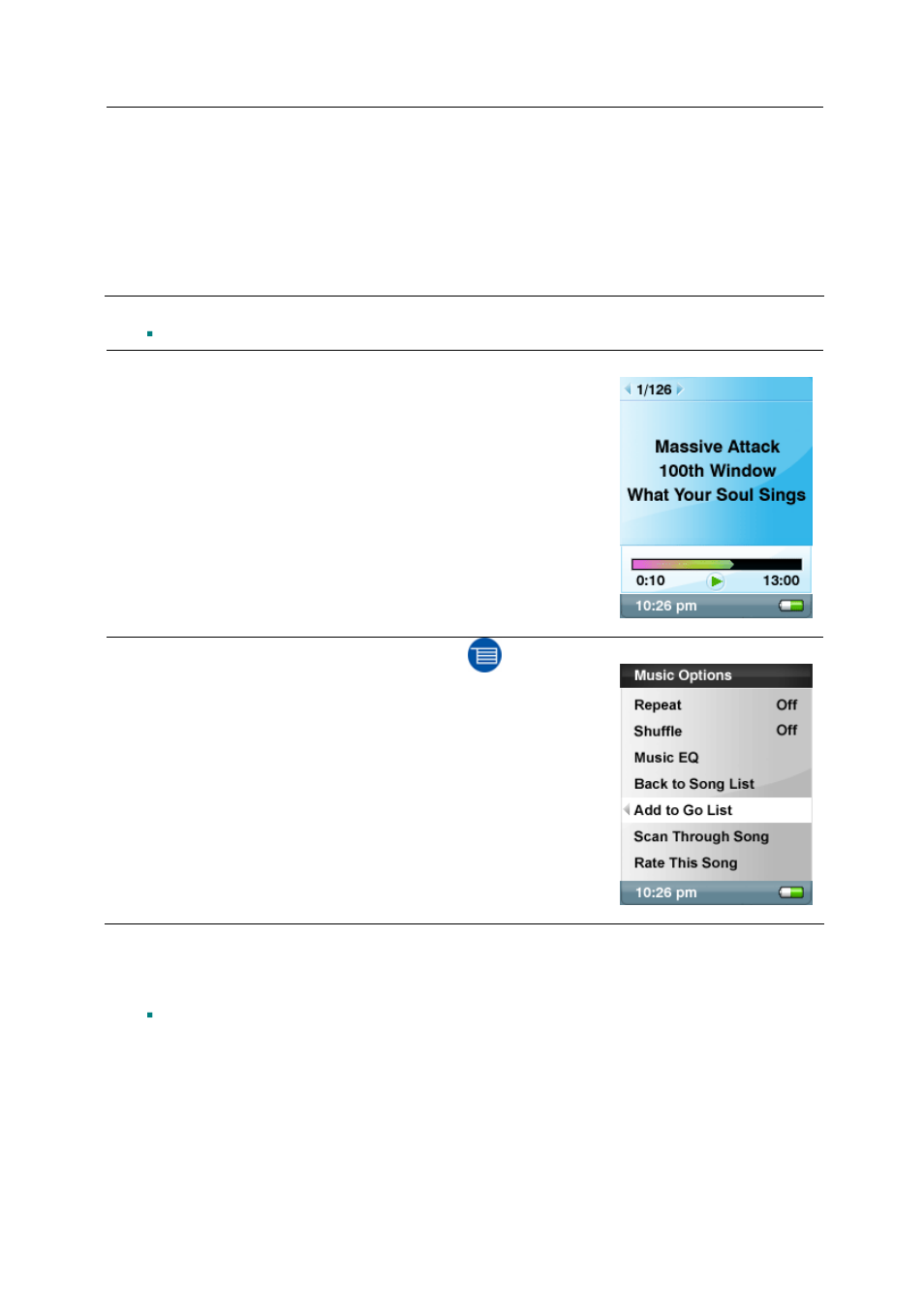 Add songs to playlist, Remove songs from playlist | SanDisk SANSATM E200 User Manual | Page 20 / 44