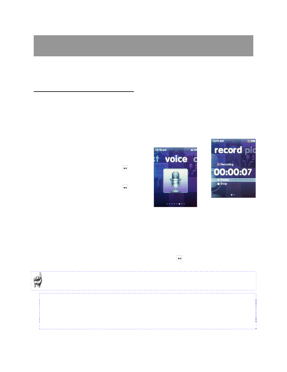 Chapter 7: voice recording | SanDisk MP3 Player User Manual | Page 47 / 58