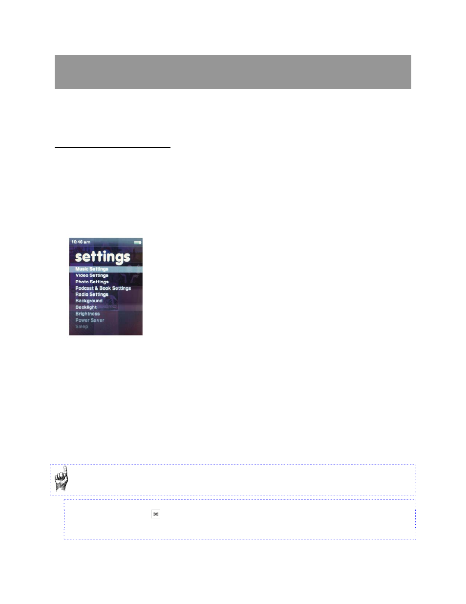 Chapter 8: settings | SanDisk MP3 Player User Manual | Page 49 / 58