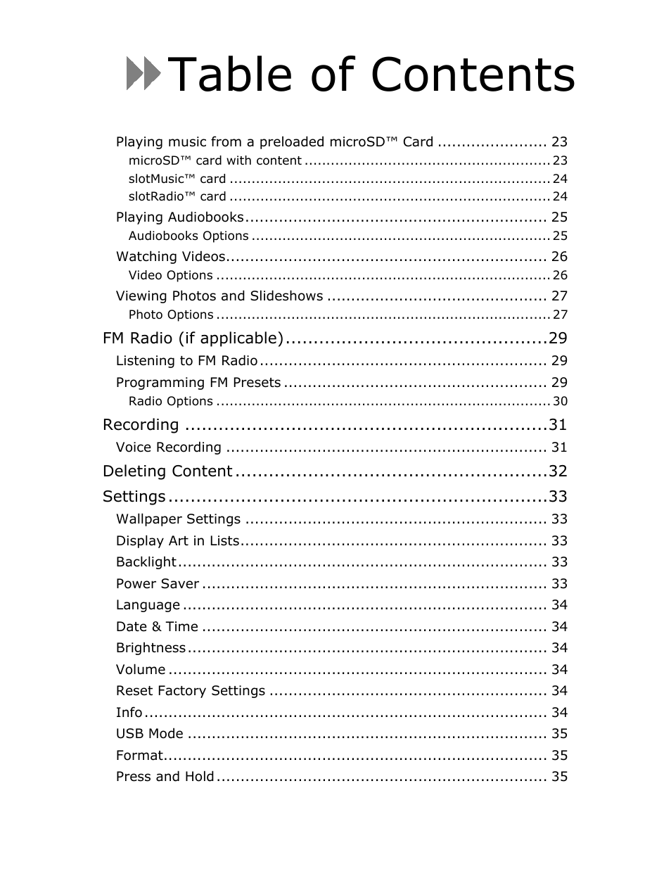 SanDisk FUZE-UM809-ENG User Manual | Page 3 / 44