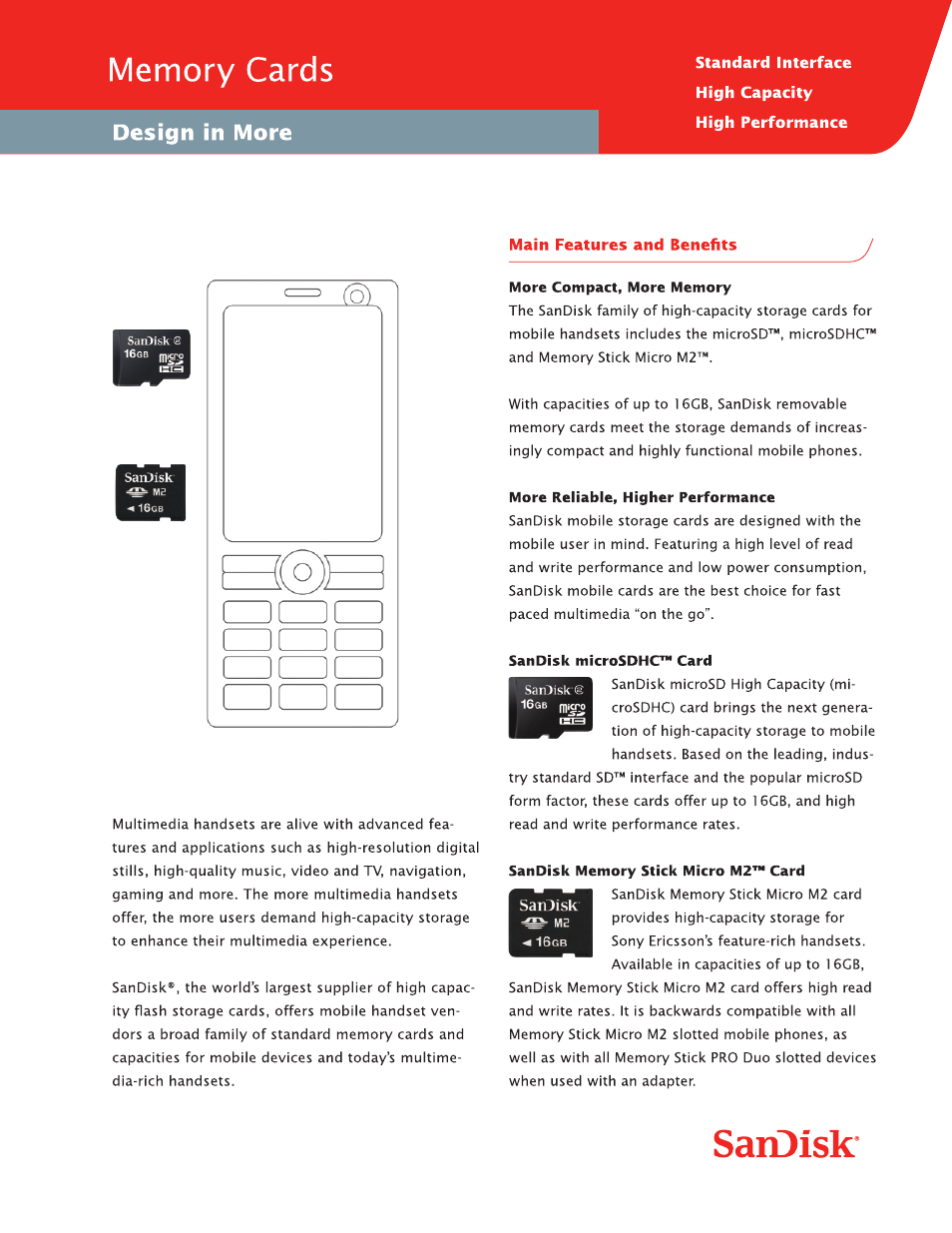 SanDisk Mobile Ultra Memory Stick M2 User Manual | 2 pages