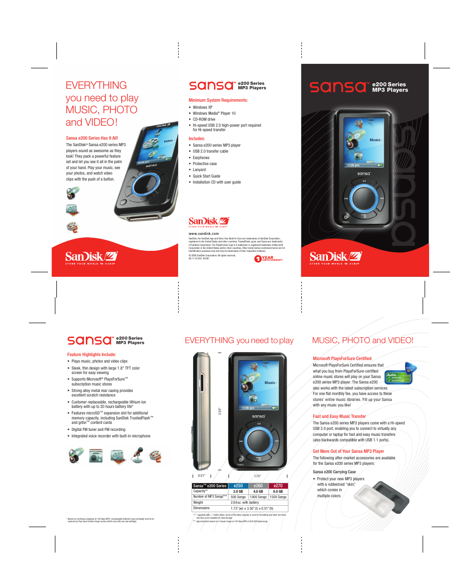 SanDisk E250 User Manual | 1 page