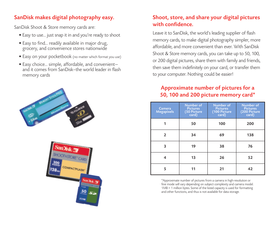 Sandisk makes digital photography easy | SanDisk SNS User Manual | Page 2 / 2