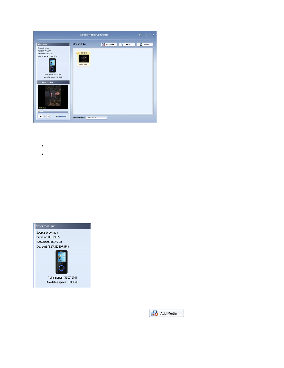 Supported import media types, Transfer photos and video | SanDisk Rhapsody User Manual | Page 15 / 42