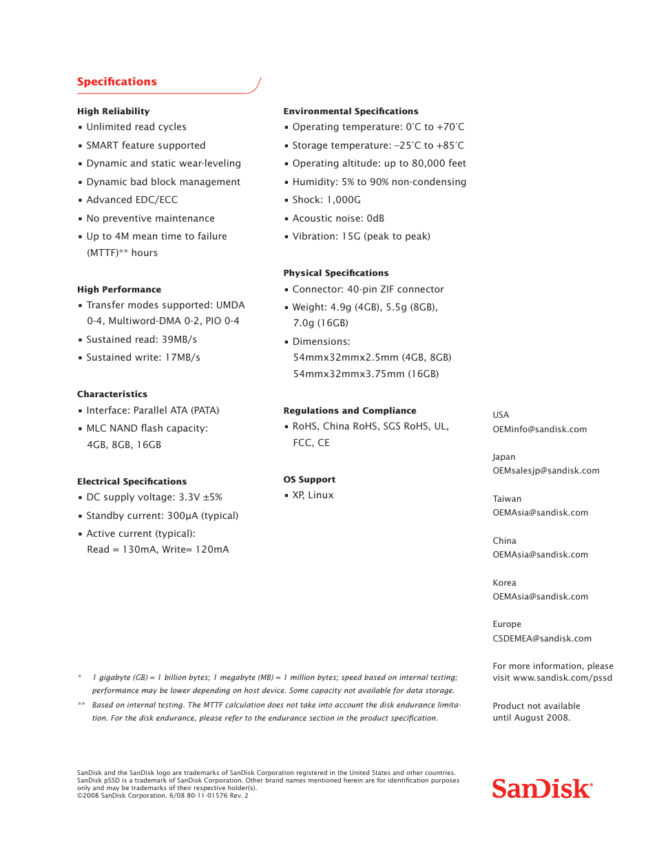SanDisk MLC NAND User Manual | Page 2 / 2