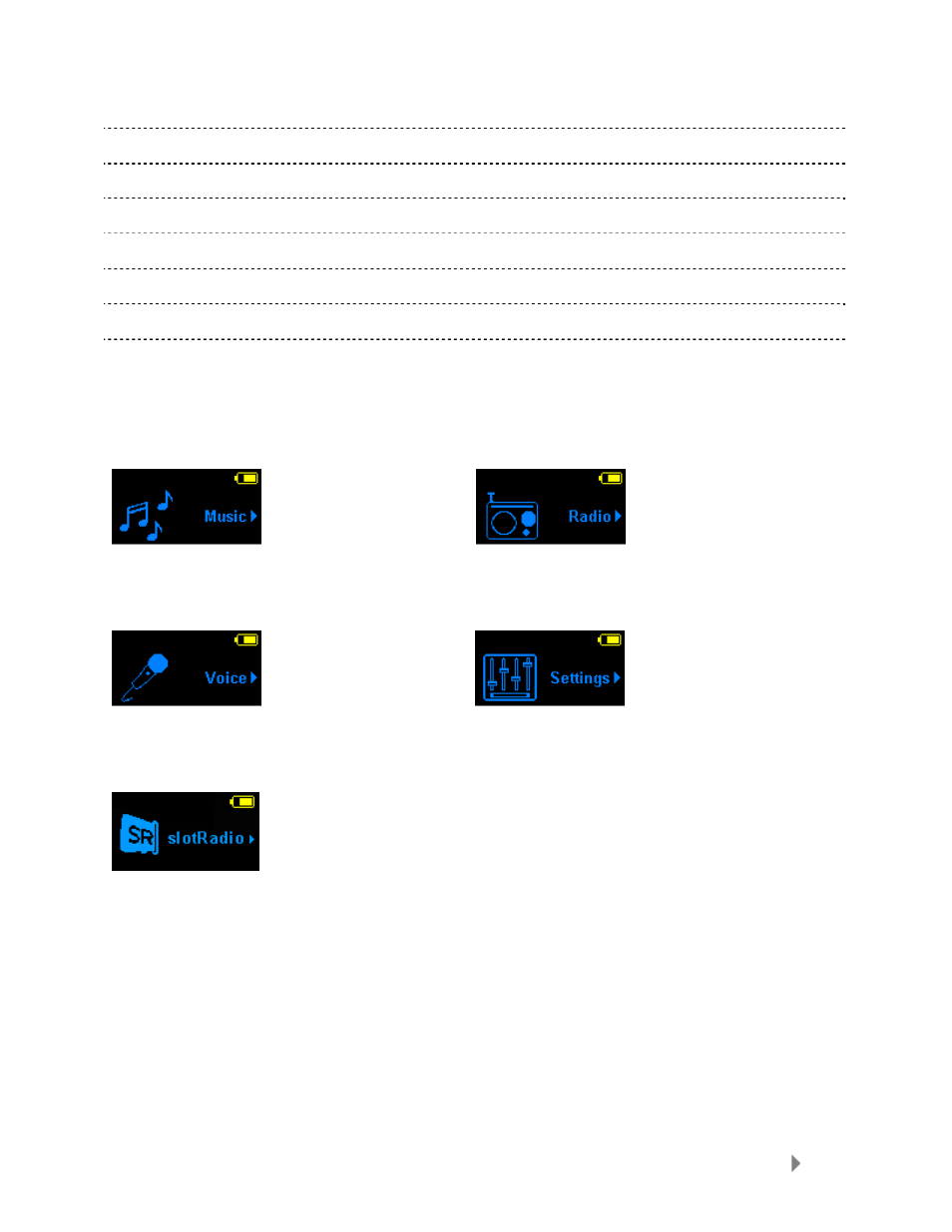 Main menu options | SanDisk UM809 User Manual | Page 7 / 38