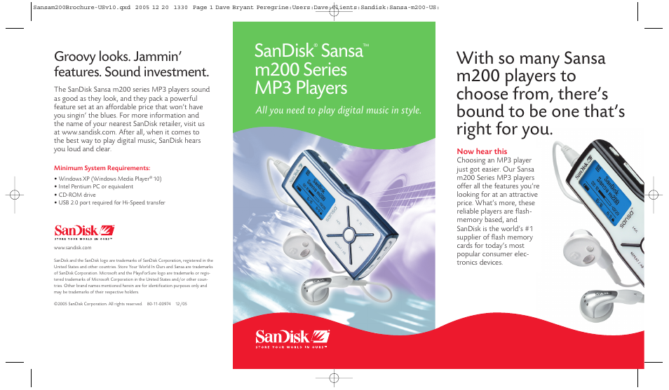 SanDisk Sansa M240 User Manual | 2 pages