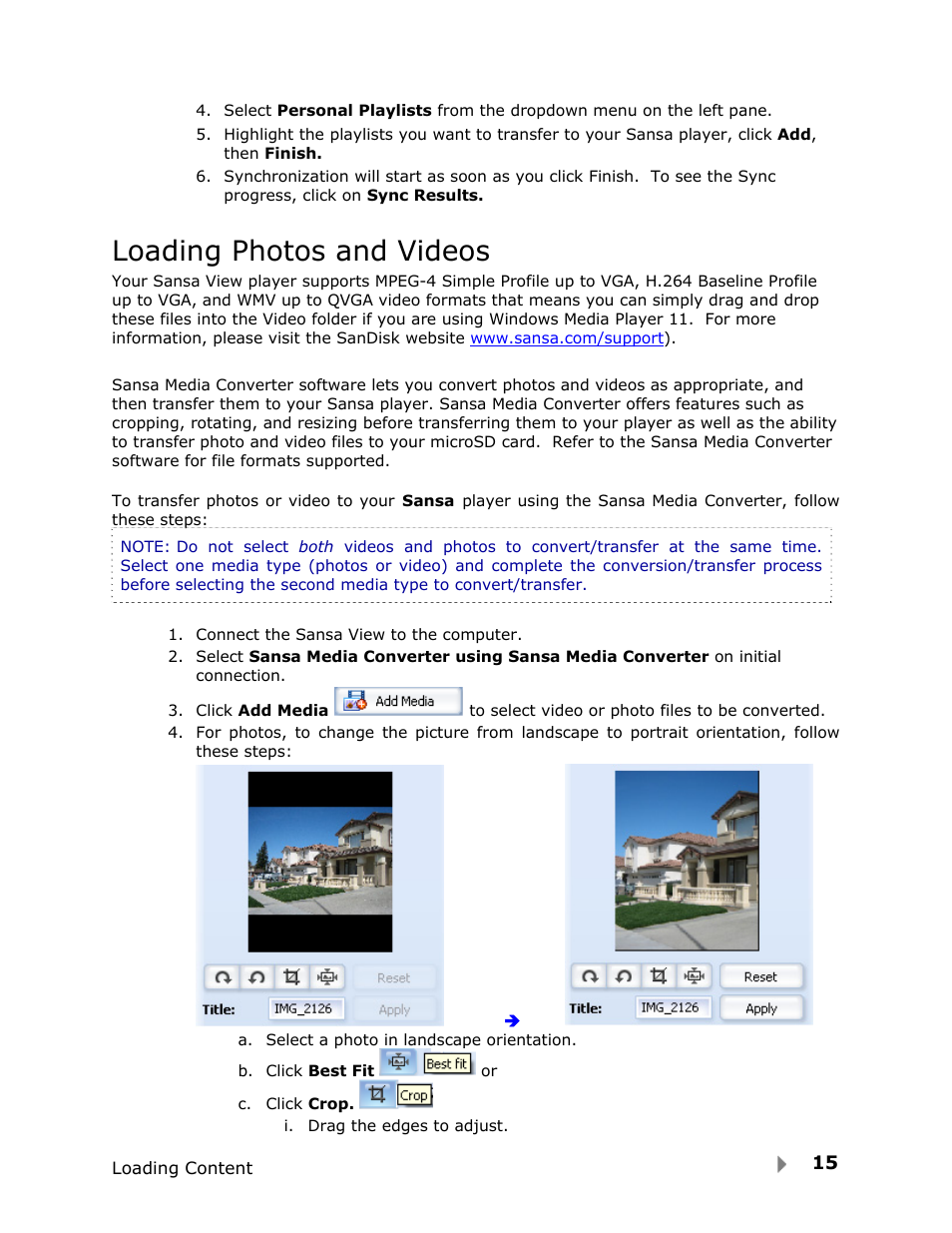 Loading photos and videos | SanDisk View User Manual | Page 17 / 34