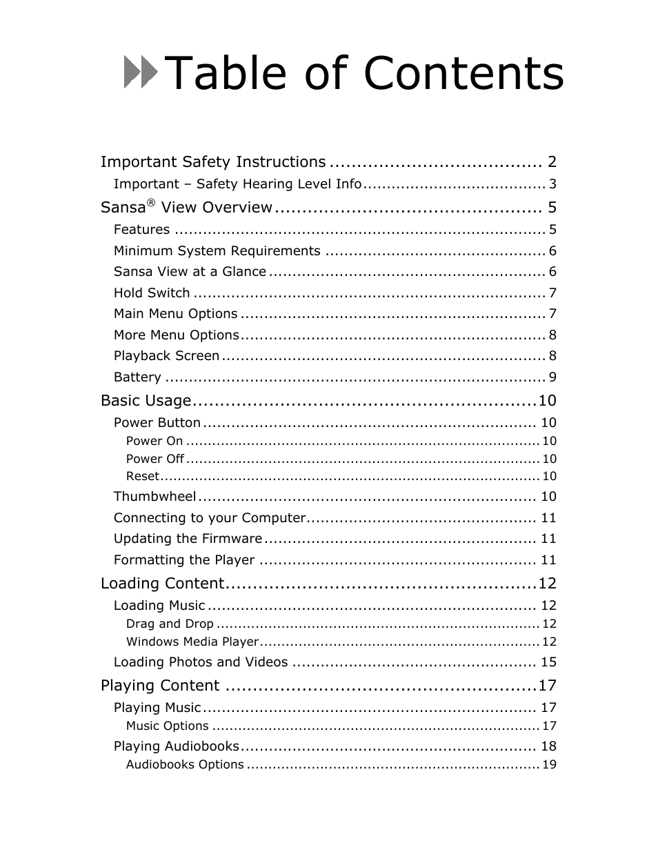 SanDisk View User Manual | Page 2 / 34