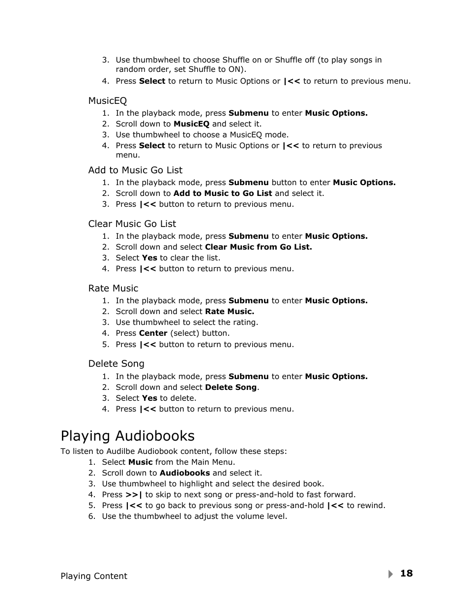 Playing audiobooks | SanDisk View User Manual | Page 20 / 34