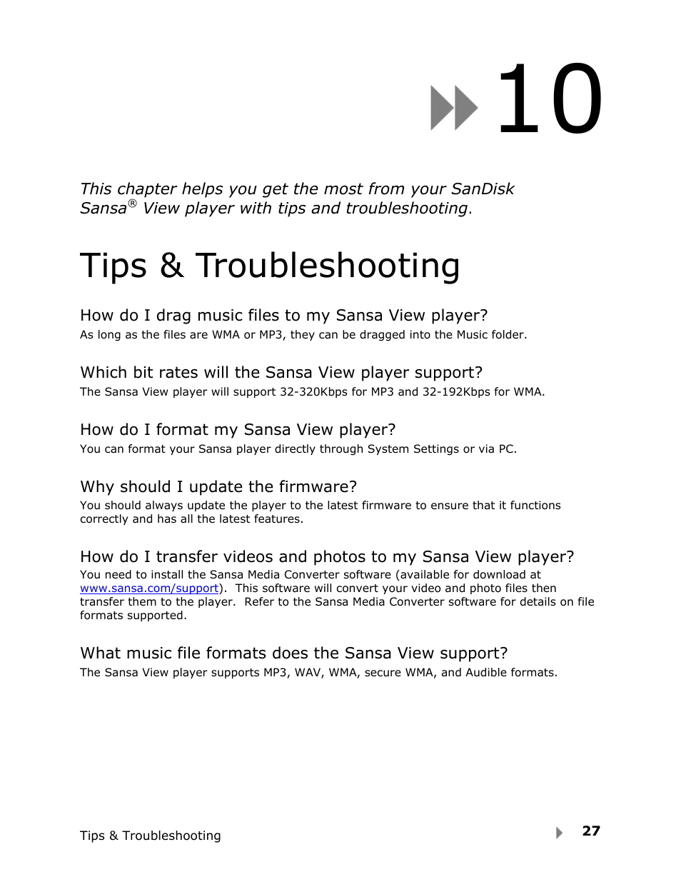 Tips & troubleshooting | SanDisk View User Manual | Page 29 / 34