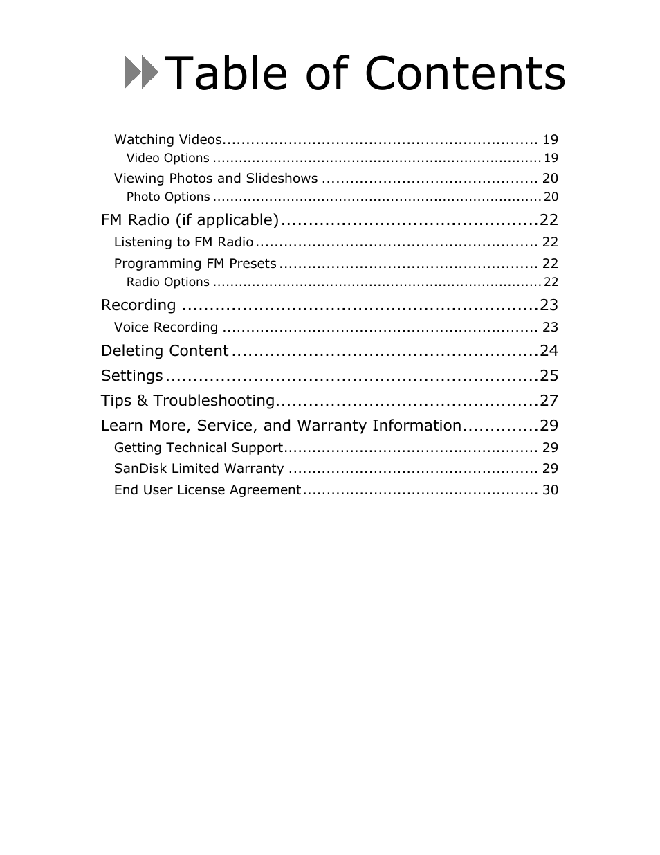 SanDisk View User Manual | Page 3 / 34