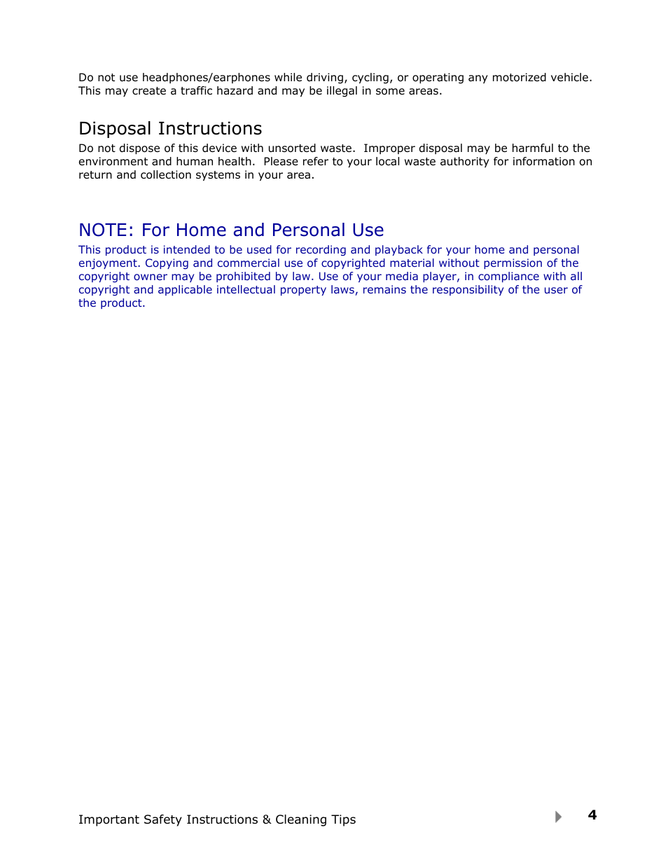 Disposal instructions | SanDisk View User Manual | Page 6 / 34