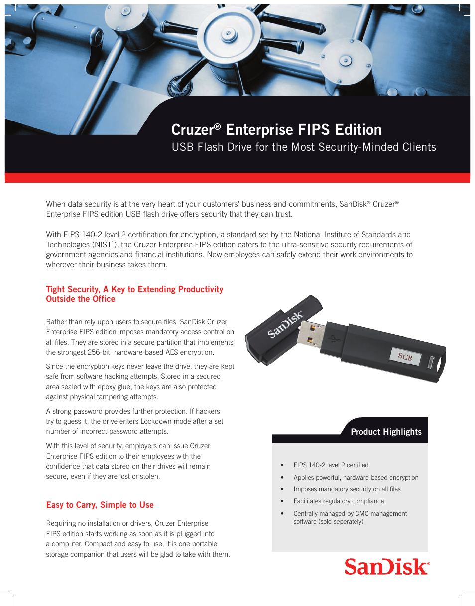 SanDisk FIPS Edition User Manual | 2 pages