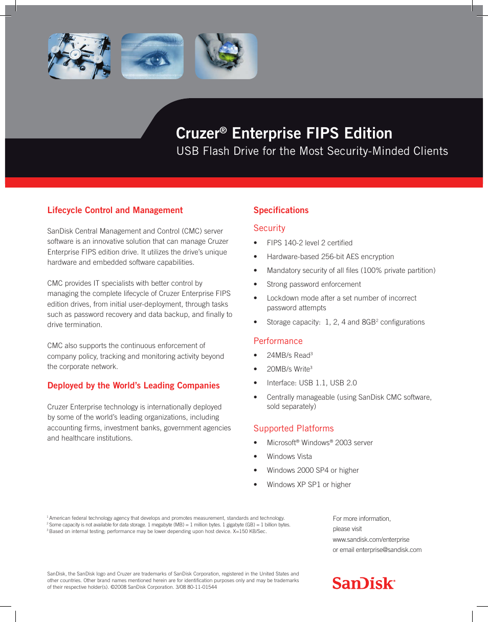 Cruzer, Enterprise fips edition | SanDisk FIPS Edition User Manual | Page 2 / 2