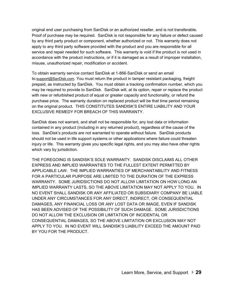 SanDisk Sansa e100 Series User Manual | Page 30 / 32