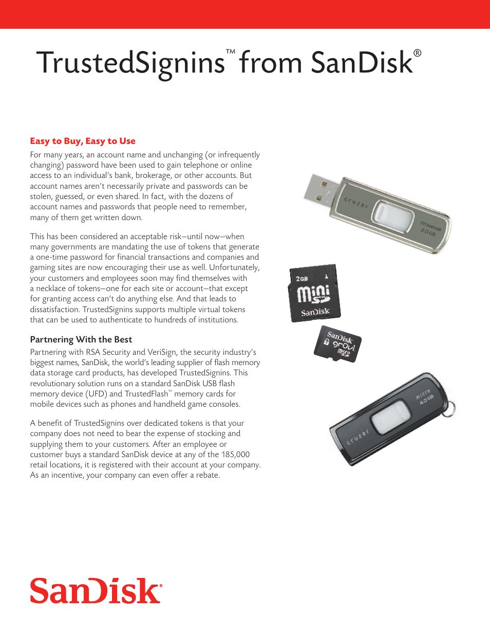 SanDisk TrustedSignins User Manual | 2 pages