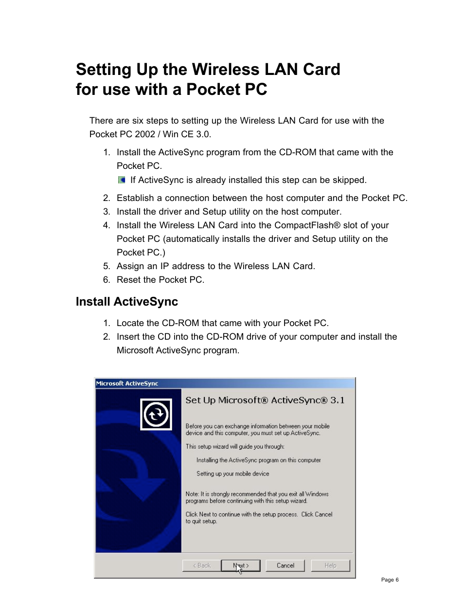 Install activesync | SanDisk Wireless LAN Card User Manual | Page 10 / 504