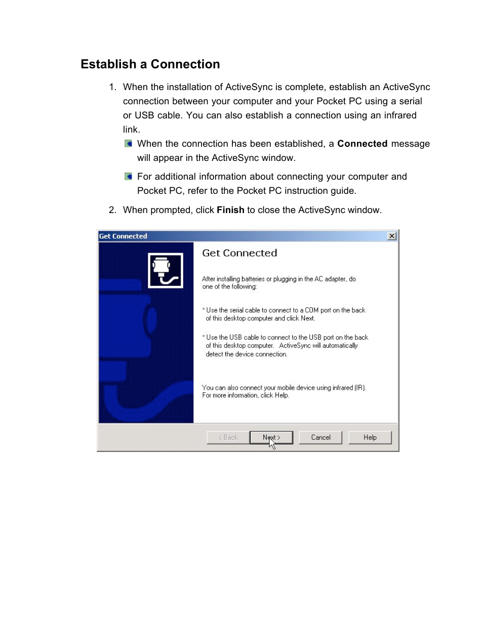 Establish a connection | SanDisk Wireless LAN Card User Manual | Page 11 / 504