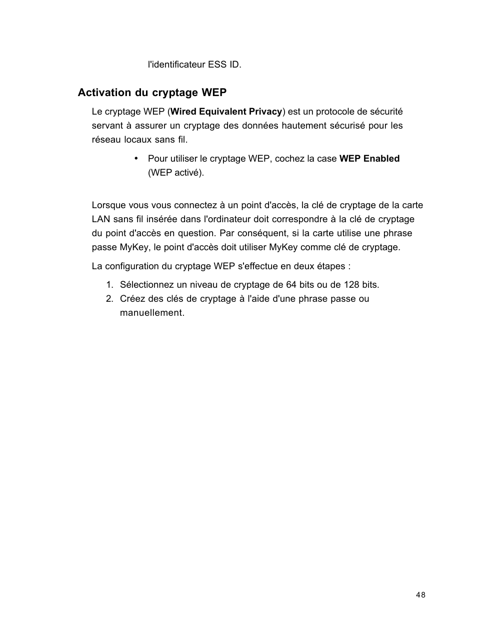 Activation du cryptage wep | SanDisk Wireless LAN Card User Manual | Page 111 / 504
