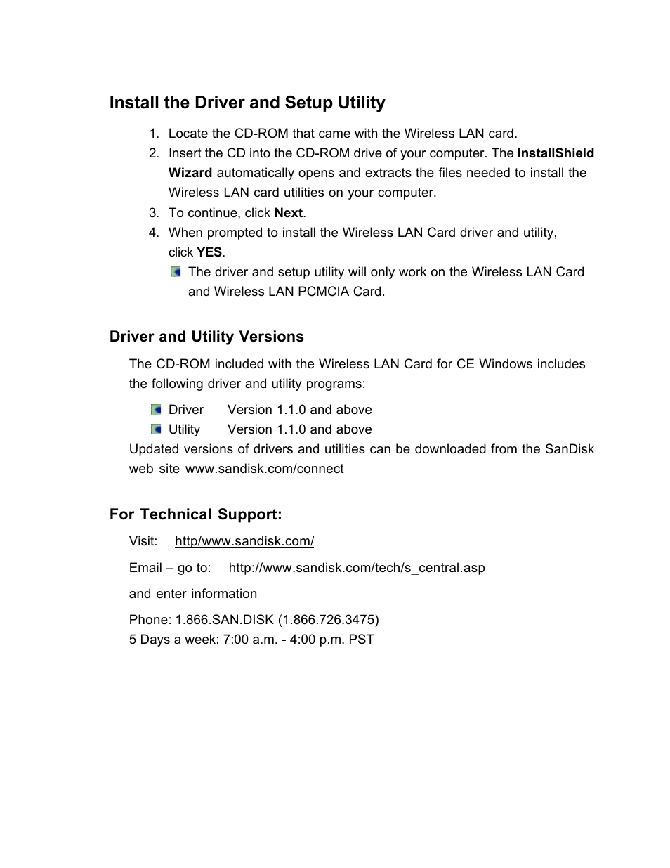 Install the driver and setup utility | SanDisk Wireless LAN Card User Manual | Page 12 / 504
