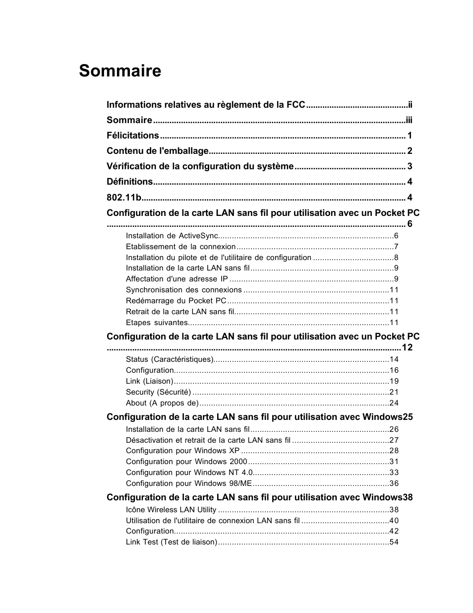 Sommaire | SanDisk Wireless LAN Card User Manual | Page 128 / 504