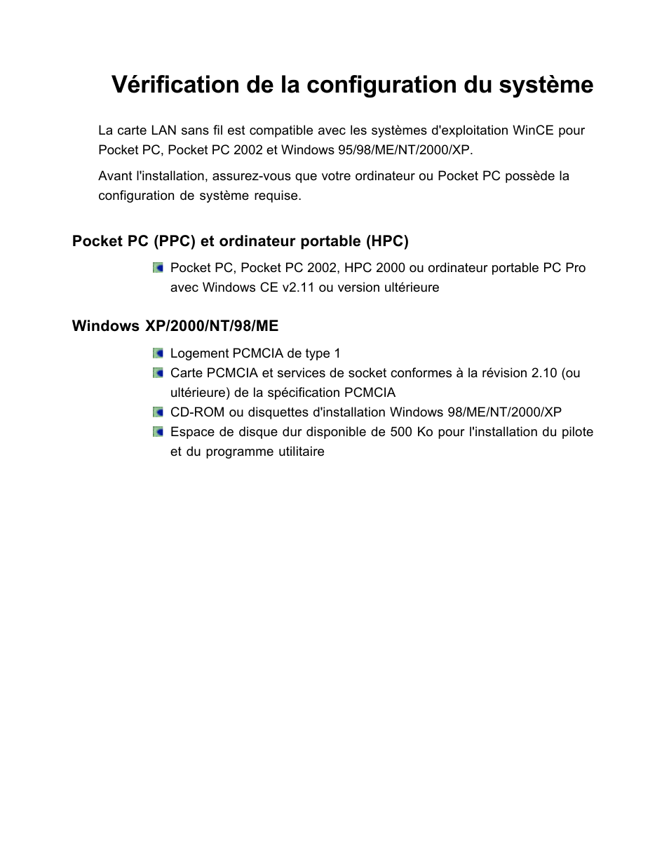 Vérification de la configuration du système | SanDisk Wireless LAN Card User Manual | Page 132 / 504