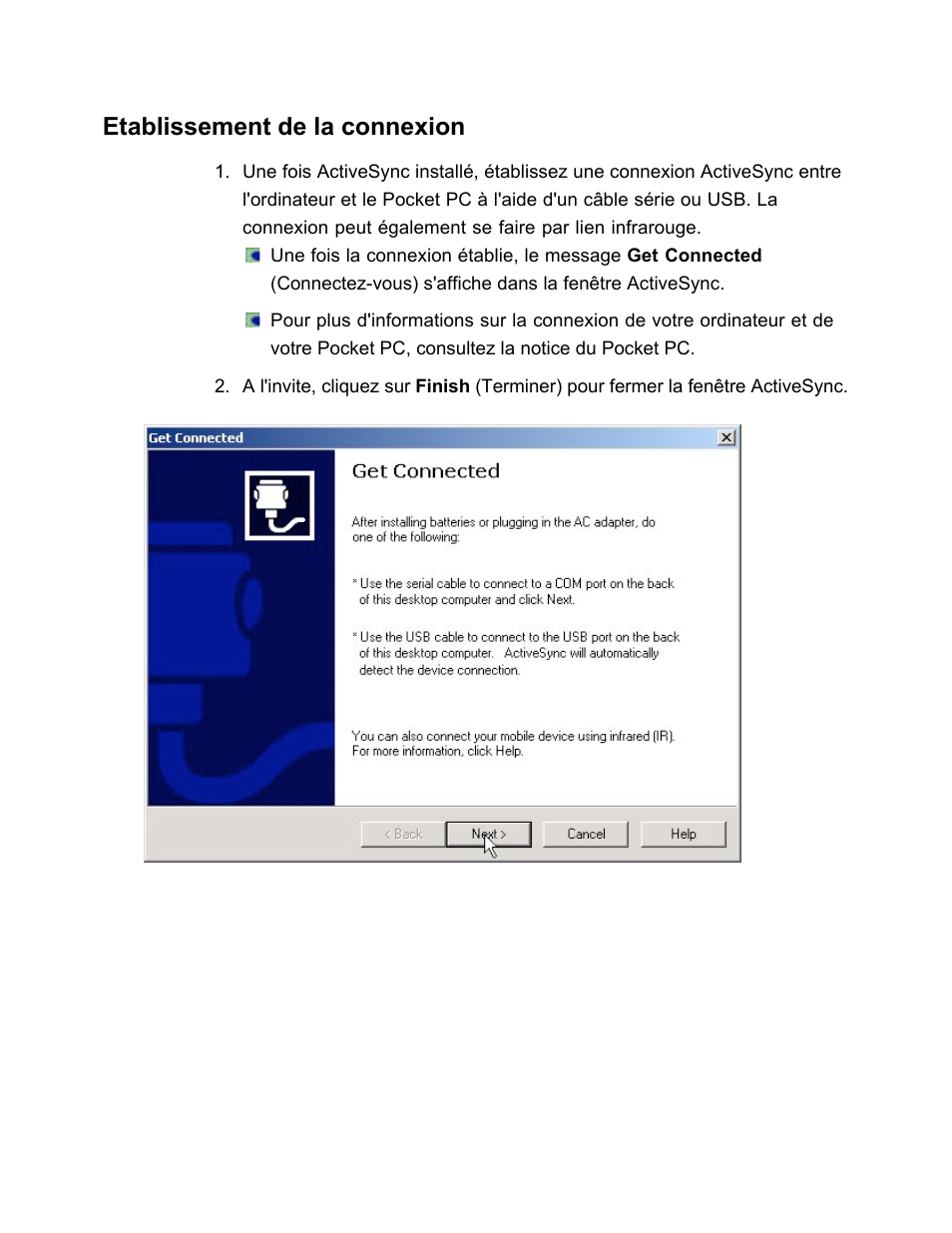 Etablissement de la connexion | SanDisk Wireless LAN Card User Manual | Page 136 / 504
