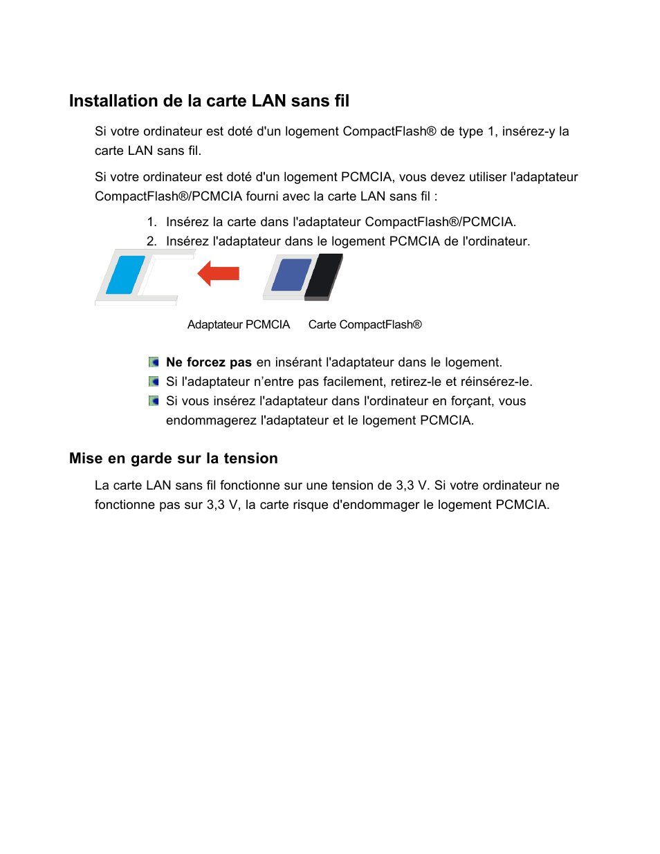 Installation de la carte lan sans fil | SanDisk Wireless LAN Card User Manual | Page 155 / 504