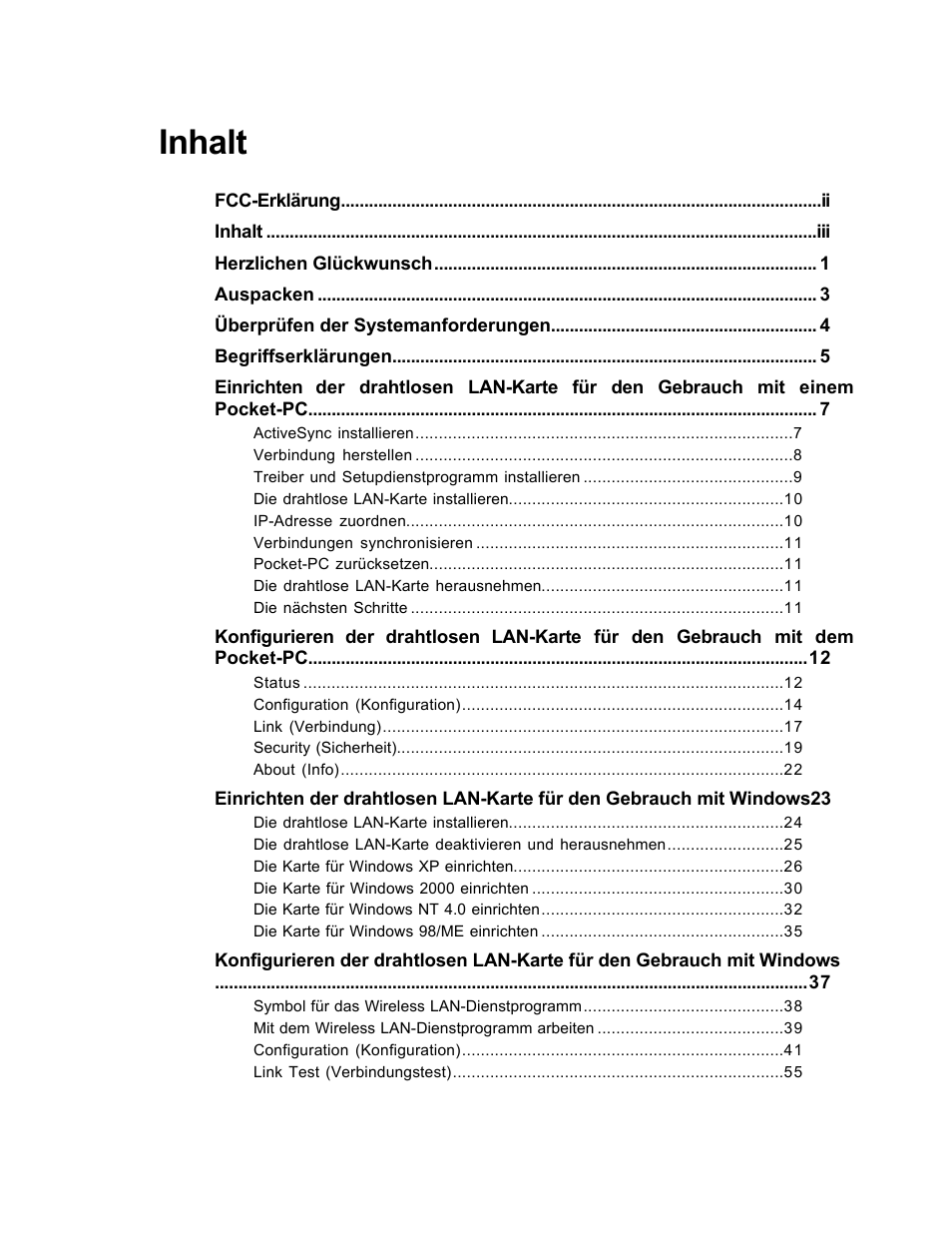 Inhalt | SanDisk Wireless LAN Card User Manual | Page 193 / 504