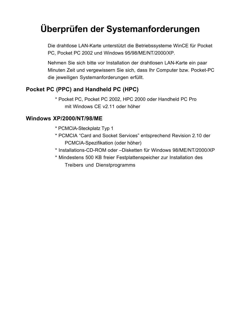 Überprüfen der systemanforderungen | SanDisk Wireless LAN Card User Manual | Page 198 / 504