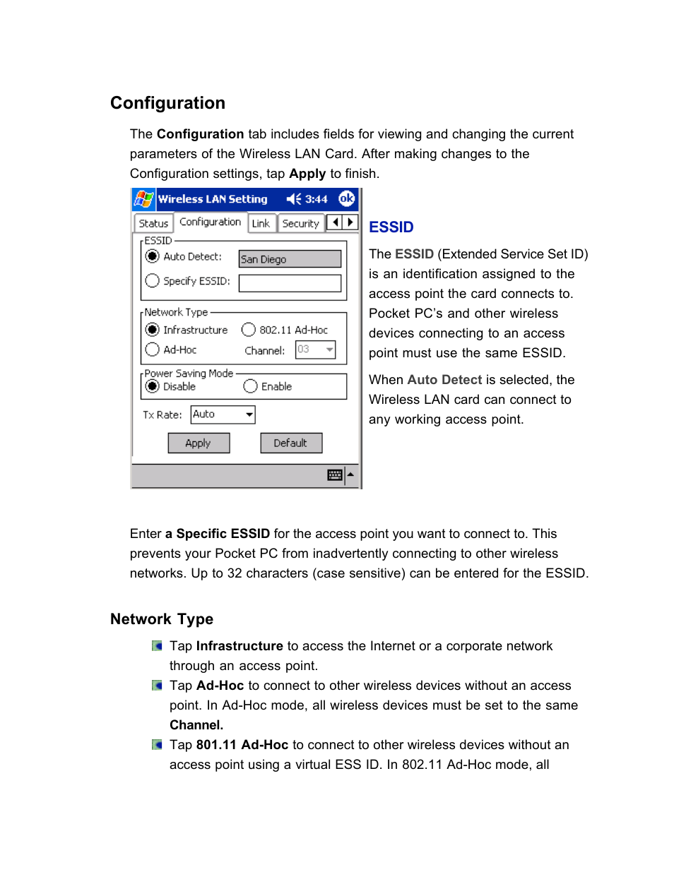 Configuration | SanDisk Wireless LAN Card User Manual | Page 20 / 504
