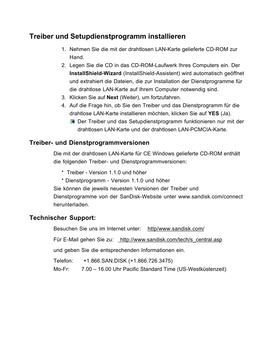 Treiber und setupdienstprogramm installieren | SanDisk Wireless LAN Card User Manual | Page 203 / 504