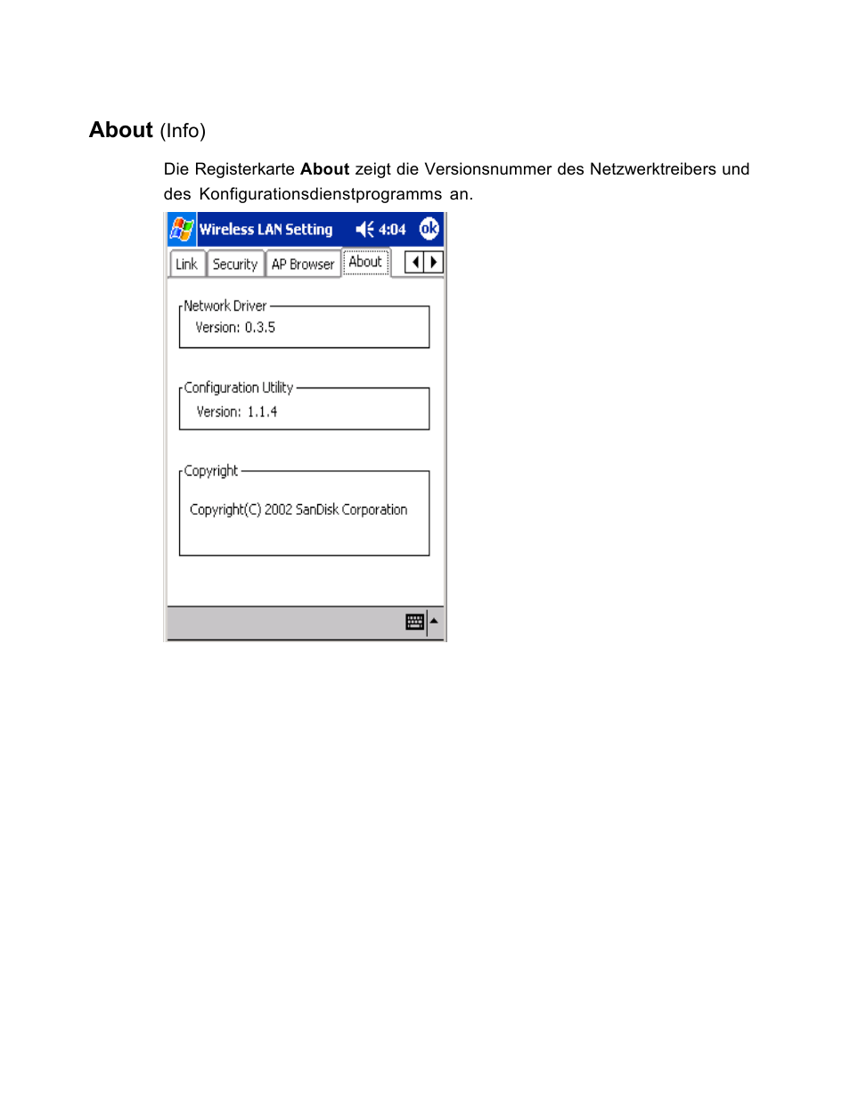 About | SanDisk Wireless LAN Card User Manual | Page 216 / 504